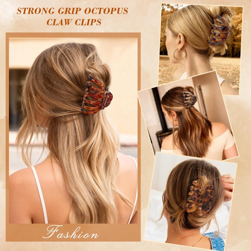 4PCS Octopus Hair Claw Clips for Thick Hair, 3.8" Large