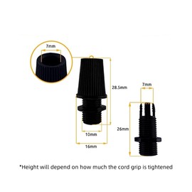 007 Vintage Pendant Strain Relief Plastic Cord Grips Retro Cable Lock Flex Cord Grip Cap with 10mm Male Threaded Entry Pendant Lamp Holder Converter M10 Black/White/Transparent (1, Transparent)