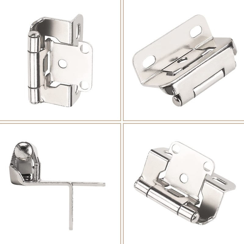 knobelite 25 Pairs-50 Pack 1/2" Overlay Semi-Wrap Cabinet Hinges,Self Closing