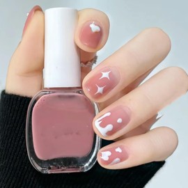 24Pcs Valentines Nails Press on Nails Short Square Nails White Heart Star Fake Nails with Nail Glue Nude Glossy Acrylic Nails Design Full Cover Valentines Heart False Nails Stick on Nails for Women