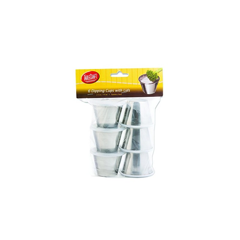 Tablecraft 2.5 oz Dipping Cups with Lids, 2.5-Ounce , 6