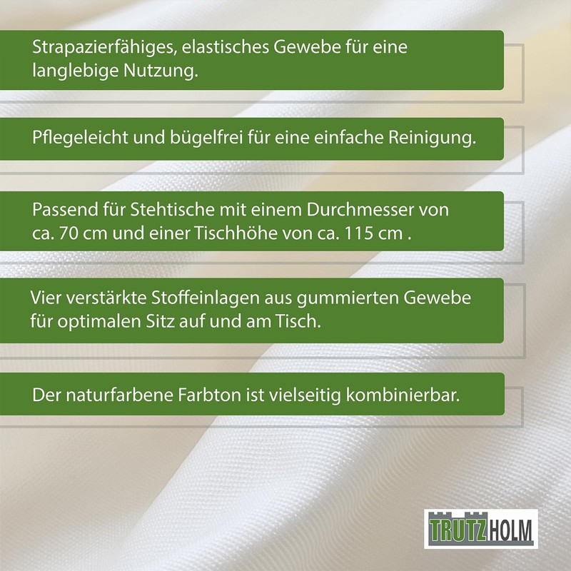 TRUTZHOLM 2 x Bar Table Covers Stretch 70 cm Beige
