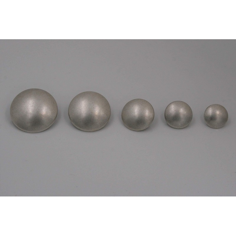 Silver matt slightly curved metal buttons with eyelet (10 pieces)