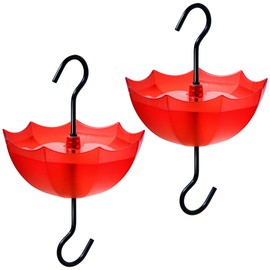 TERULF Ant Moat for Hummingbird Feeders and Oriole Feeders, 5 OZ x 2 Pack Red Umbrella Hanger Ant Guard with Large Capacity and Hooks