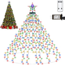 AMIPEPE Christmas Tree Lights, 400LED Christmas String Lights with Ring for Tree, 6.6FT x 16 Lines Fairy Lights with 8 Modes for Indoor Outdoor Xmas Tree Decor, Multicolored