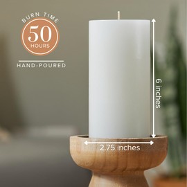 Simply Soson 3x6 inch White Pillar Candles Set of 3, Smooth Texture, Unscented White Candles, Dripless Candles, 3 inch Pillar Candles Ideal as Wedding, Parties, Spas, Dinner, Home Decoration, Church
