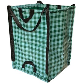 DURASACK Heavy Duty Home and Yard Bags 48-Gallon Reusable Self-Standing Lawn and Leaf Bags Garbage Can with Reinforced Handles, Gingham Green