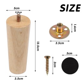 12 cm Replacement Furniture Legs Wooden Feet for Furniture Legs for Furniture Wood 4 Pieces Wooden Legs Furniture Solid Wood Furniture Legs with Mounting Plates Screws Furniture Feet Wood Round for