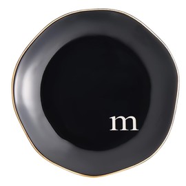 Beebeecraft Ceramic Jewelry Tray 4.7 Inch Round Decorative Jewelry Plate Trinket Dish for Rings Earrings Necklaces Bracelet Watch Keys Birthday Christmas Mother's Day Gift for Women Black (m)