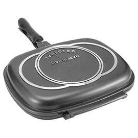 CHICIRIS Double Sided Frying Pan, Aluminum Grill Pan for Kitchen, Multi-Purpose Double Grill for Egg Omelet, Sandwich, Meat, BBQ, Panini, Breakfast, Outdoor, Barbecue, Home Cooking