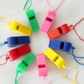 Colored Plastic Keychain Material: 12-Piece Hiking Whistle Necklace Set Material 10ea