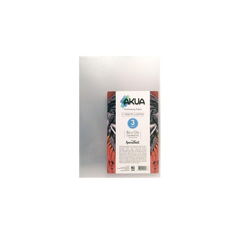 Akua Printmaking Plate, 8-Inch x 12-Inch, 3-Pack, Clear