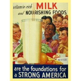 WONDERFULITEMS Children Kids Vitamin Rich Milk Nourishing Food Vegetables Fruits Strong America Vintage Poster REPRO ON Canvas