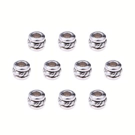 PH PandaHall Approximately 300 Pieces Alloy Spacer Beads, 0.1 x 0.2 inches (4 x 5 mm), Hole 0.1 inch (2.5 mm), Chrysanthemum, Flower Seat Washer, Tibetan Style, Beads, Rondelle, Metal Beads, Charms,