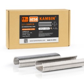 C50 Plier Staples 11 Gauge Manual Snap Rings 1 3/4-Inch Crown for Hog Ring Gun 13.5-14mm Closure Diameter 304 Stainless Steel C Ring Staples(320PCS) for Wire Cages, Mattress, Gabion