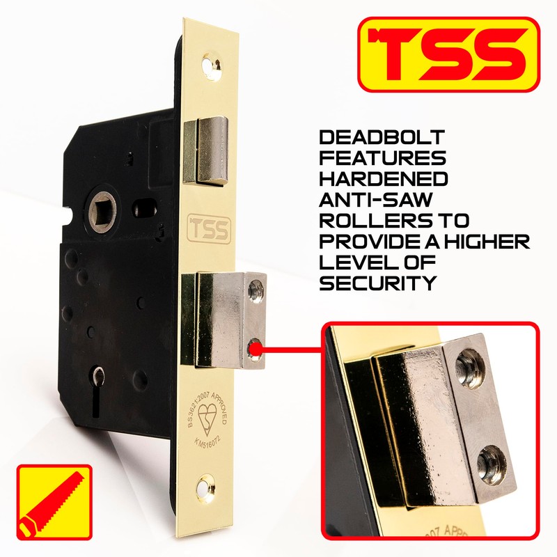TSS British Standard Mortice Sash Lock 2.5" (68mm) Brass with