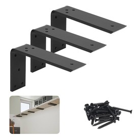 LCGP Countertop Support Brackets, 3-Pack 10" Solid Heavy Duty Steel Hidden L-Shaped Kitchen Island Countertop Brackets for Granite, Quartz, Marble,Concrete and Laminate Countertop DIY Projects