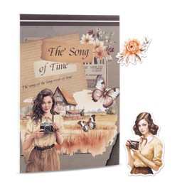 Dizdkizd Vintage Scrapbook Sticker for Women, 20 Sheets - 174 Nostalgia Travel Bullet Journal Sticker Book, Ephemera Junk Journaling Stickers, PET & Paper, A5 Size, Brown