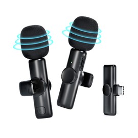 CINTYP Pin Microphone, Wireless, 2 People Can Use Simultaneously, Clip Type, Lavalier Microphone, Instant Connection, 360° Recording, Noise Reduction, For Recording, Mini Microphone, Automatic Sync,