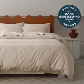 Double Stitch 100% Organic Cotton Duvet Cover - Soft 3 Piece Bedding Set King Size, 300 TC Luxury Hotel Sateen Weave, GOTS Certified Long Staple Cotton, Made in India, Ecru