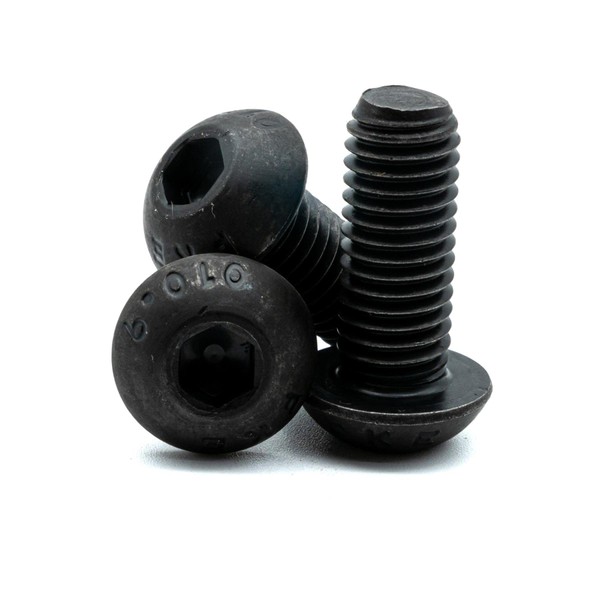 Hippo Hardware M8 (8mm X 10mm) Button Head Screws Black High Tensile 10.9 Hex Allen Socket Bolts (Pack of 50)