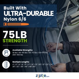 ZipTie.com 11-Inch Natural Nylon Multi-Purpose Zip Ties - 75-lb Tensile Strength Cord Management - UL 21S Listed Tie Wraps - Indoor Multi-Purpose (100-Pack)