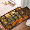 Fall Window Bath Mat Autumn Maple Leaves Forest Bathroom Mat