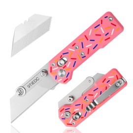 9TiEDC Folding Utility Knife,G10 Handle Heavy Duty Safety box cutter,Razor Knife with Extra 10PC Blades,Perfect for Household tools,Office,factory,Outdoor Use.