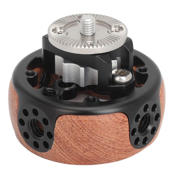 Camera Wheel Shaped Side Handle, Ergonomic Wooden Handgrip Extension Connector