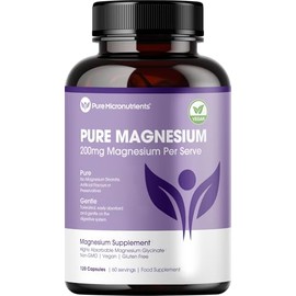PM Magnesium Glycinate – 200mg Elemental Magnesium per Serving, 120 High-Strength Bisglycinate Capsules, 60 Servings – Made in the UK
