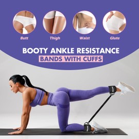 Ankle Resistance Bands with Cuffs, Ankle Bands for Working Out, Ankle Resistance Band for Leg, Booty Workout Equipment for Kickbacks Hip Fitness Training, Exercise Bands for Butt Lift Women