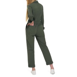 HISEA Women's Flex Long Sleeve Coveralls, Women Relaxed Fit Work Casual Cotton Twill Coverall with Elastic Waist and Pocket