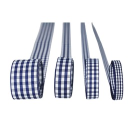 Ribbon Bazaar Taffeta Gingham Check 7/8" Navy 25yd 100% Polyester Ribbon