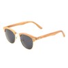 Classic Retro Round Brow Super Dark Wood Sunglasses P8733-WD-SD (Mid)