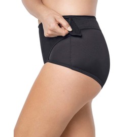Leonisa Women's Postpartum Panty with Adjustable Belly Wrap, Black, Medium