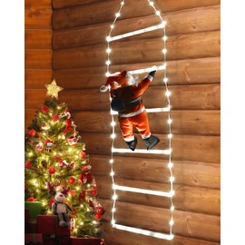 Toodour - Luz LED de Navidad - Luces decorativas de escalera de Navidad de 2 pies con Papá Noel, luces de decoración de Navidad para interiores y exteriores, ventanas, jardín, hogar, pared, decoración