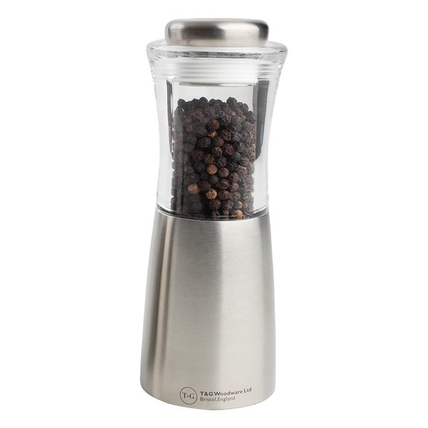 T&G 11717 CrushGrind Apollo Clear Acrylic and Stainless Steel Pepper Mill, 15 cm
