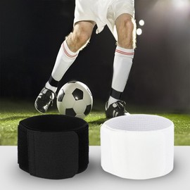 2 Pairs of Football Shin Pad Holders with Adjustable Closure for Wearing Over Socks Teenagers Children Adults Men (Black and White)