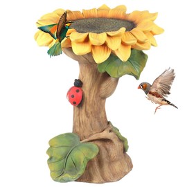 HEITIGN 2 In 1 Sunflower Bird Feeding Station, Bird Bath Bowl Garden Statue