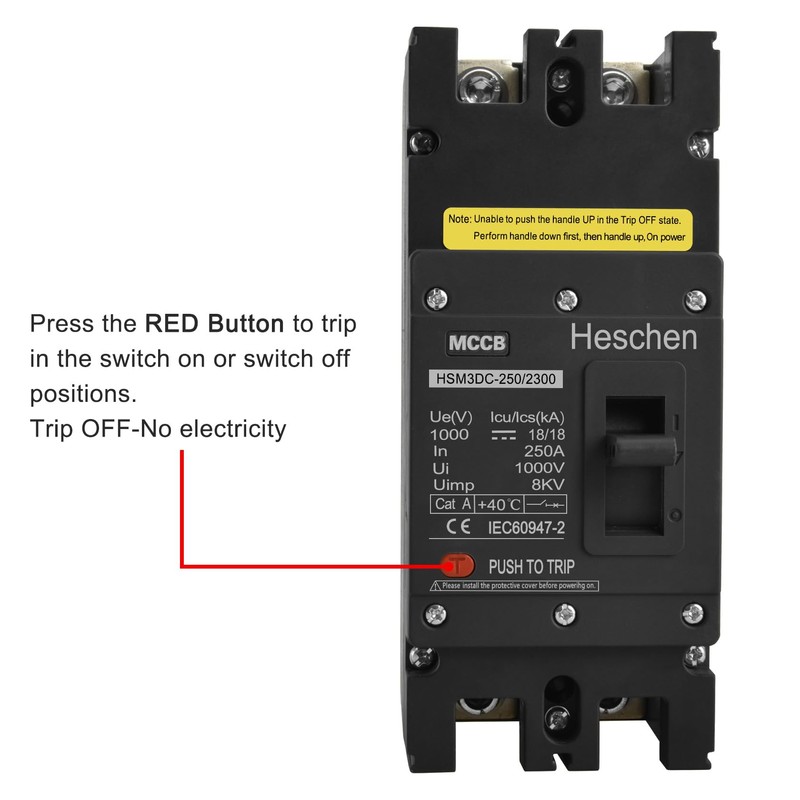 Heschen DC Molded Case Circuit Breaker MCCB, 2 Poles, DC1000V