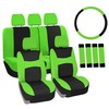 Automotive Seat Covers Green Universal Fit Combo Set with Steering