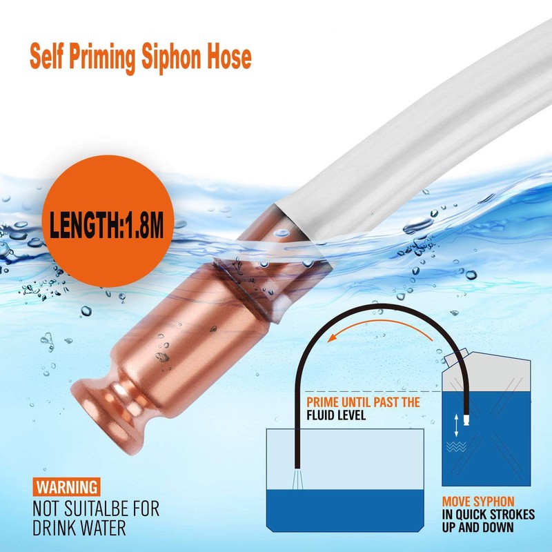 Wadoy Self-Priming Siphon Hose Pump Kit - 6FT 1/2" Valve