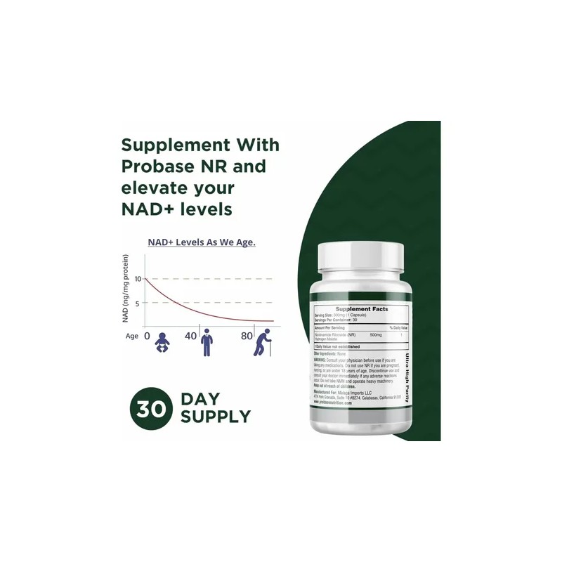 Probase Nutrition Suplemento Nr Nad 500 Mg 30 Cápsulas
