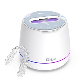 Drixo Ultrasonic Retainer Cleaner Machine, FSA - HSA eligibl, IPX6 Waterproof Dental Cleaning Pod, 3 Modes Denture Cleaner for Night Guard Mouth Guard Braces, 45kHz Cleaner with UV Light, Arctic White