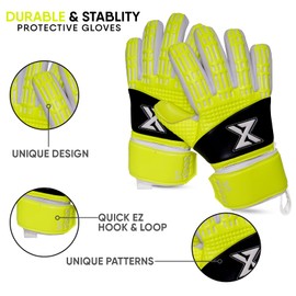 ZooxGk Secure Catch Training Goalkeeper Gloves Kids & Youth with Pk Latex, Children Goalie Gloves Soccer with 4mm Latex with Strong Grip Goalkeeping Gloves (flu yellow, S(size 4))
