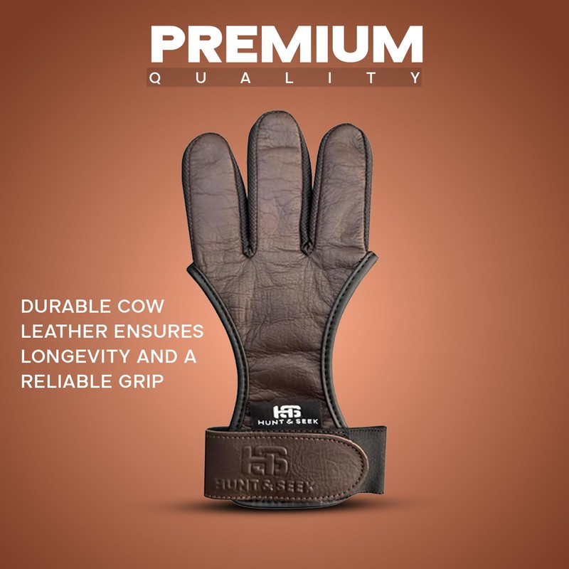 Hunt & Seek Cow Leather Thick Three Finger Archery Shooting