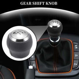 Partuto 6 Speed Manual Gear Shift Knob - Car Shift Lever Knob - for Toyota Corolla Auris Yaris RAV4 2007-2013 Faux Leather Gray Silver Tone - 1 Pc