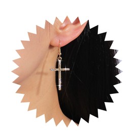 Allereya Vintage Rhinestone Cross Dangle Earrings Crystal Cross Drop Earrings Retro Cz Cross Stud Earrings Sparkly Crystal Cross Hook Earrings Jewelry for Women and Girls (Gold)