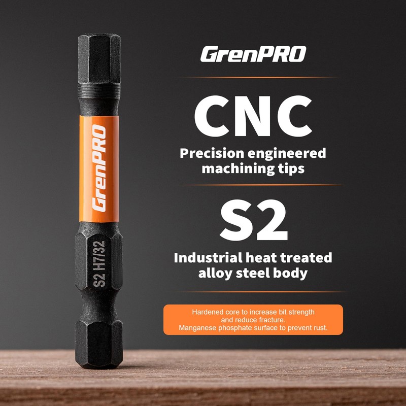 GrenPRO Hex Bit Set,Impact Hex Head Allen Wrench Drill Bit