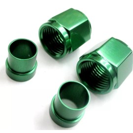 Performance Plumbing Components 06 an Tube Nut & Sleeve Fits 3/8''O.D. Tube Show Polished Green  Alum 2 per pk